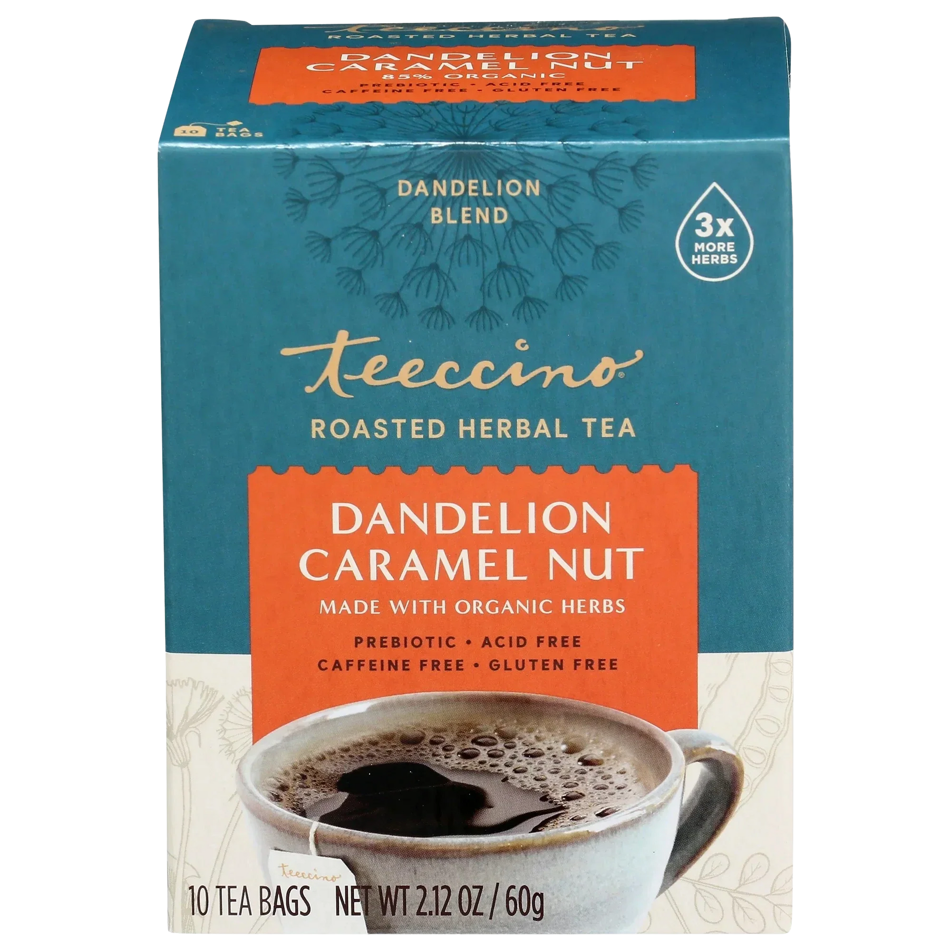 Teeccino Dandelion Caramel Nut Roasted Herbal Tea Teeccino