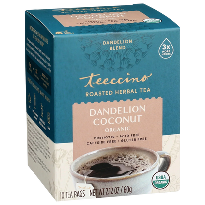 Teeccino Dandelion Coconut Roasted Herbal Tea Teeccino