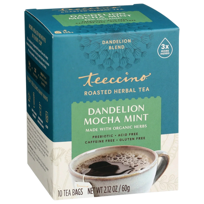Teeccino Dandelion Mocha Mint Roasted Herbal Tea Teeccino