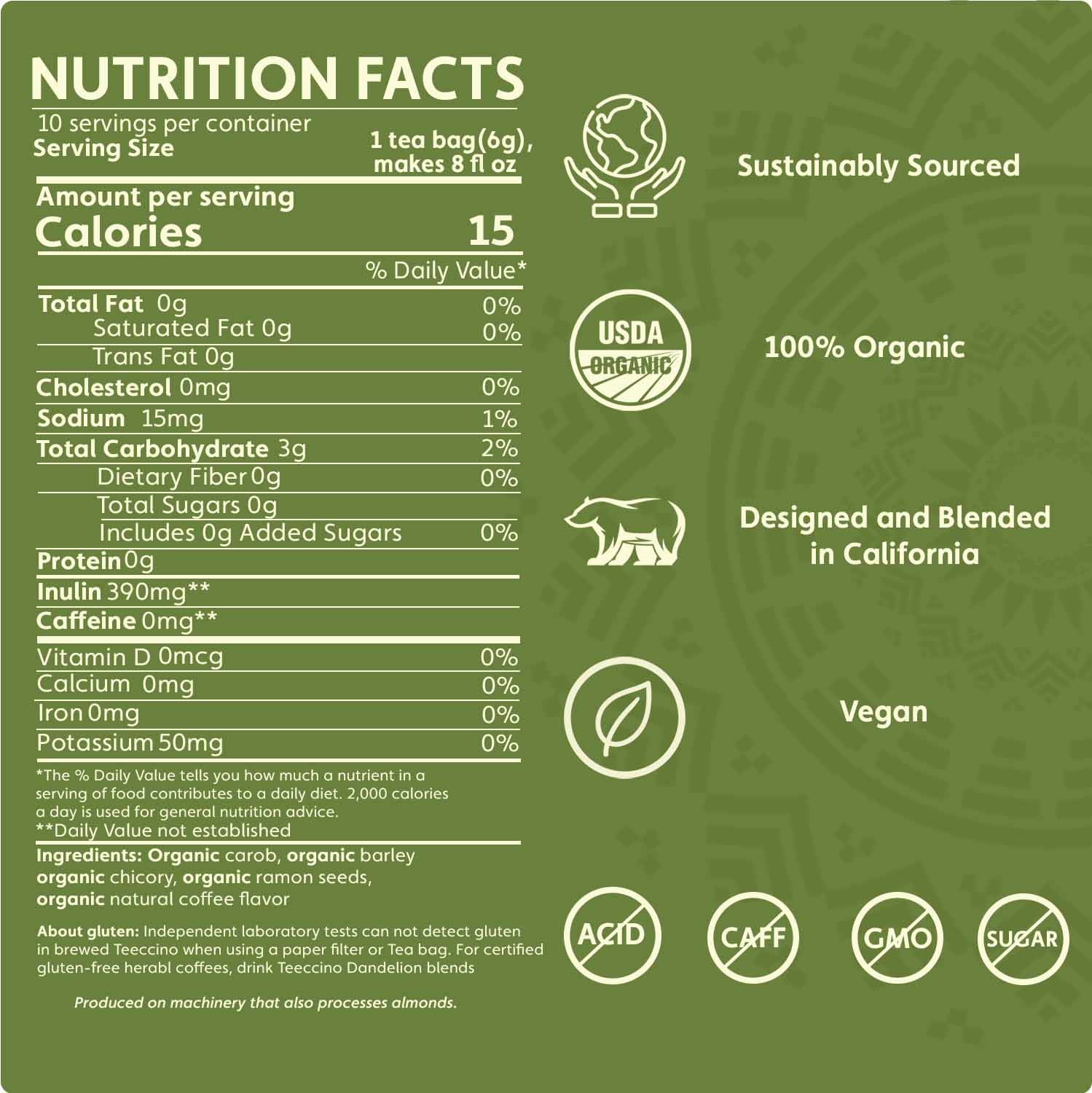 Teeccino French Roast Roasted Herbal Tea