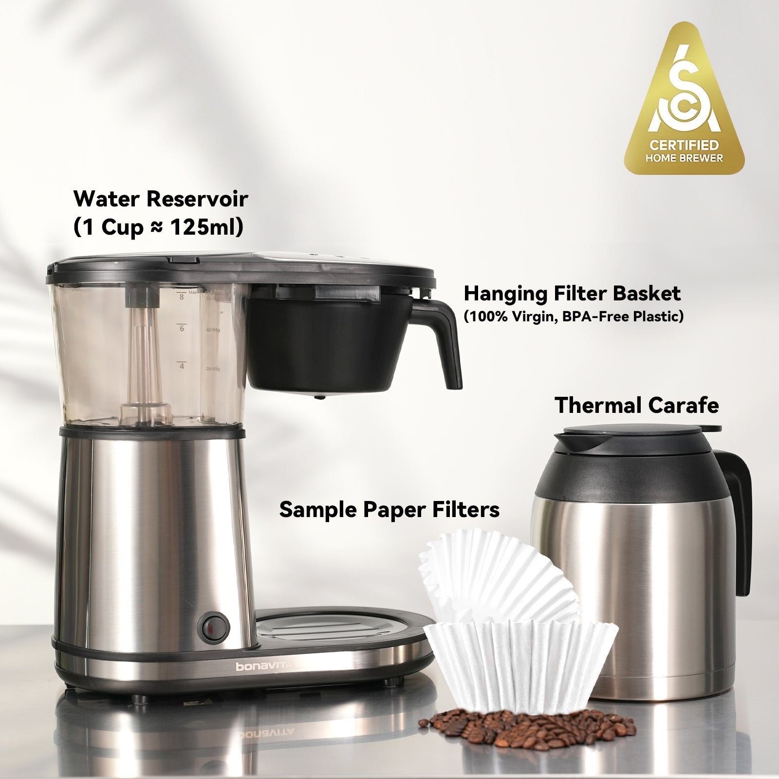 Connoisseur 8-Cup Drip Coffee Brewer One-Touch with Thermal Bonavita