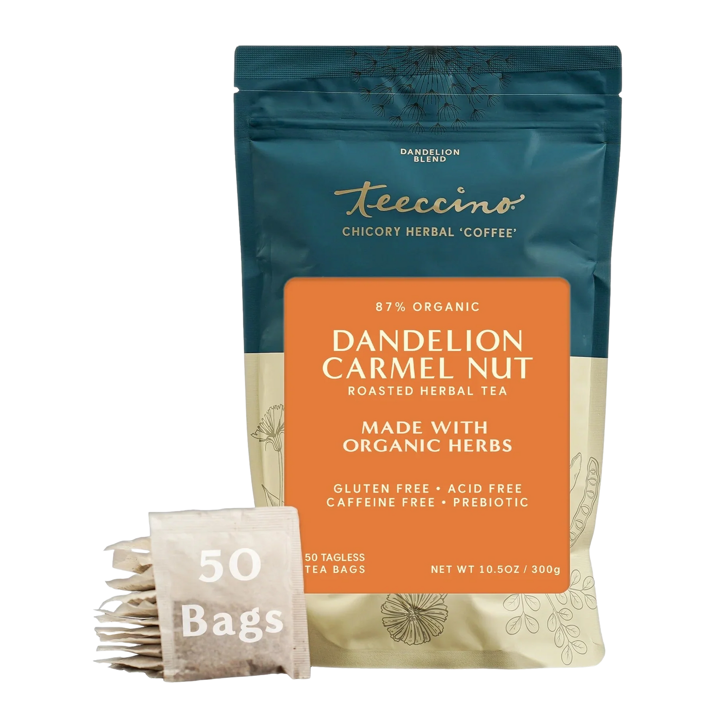 Teeccino Dandelion Caramel Nut Roasted Herbal Tea Teeccino