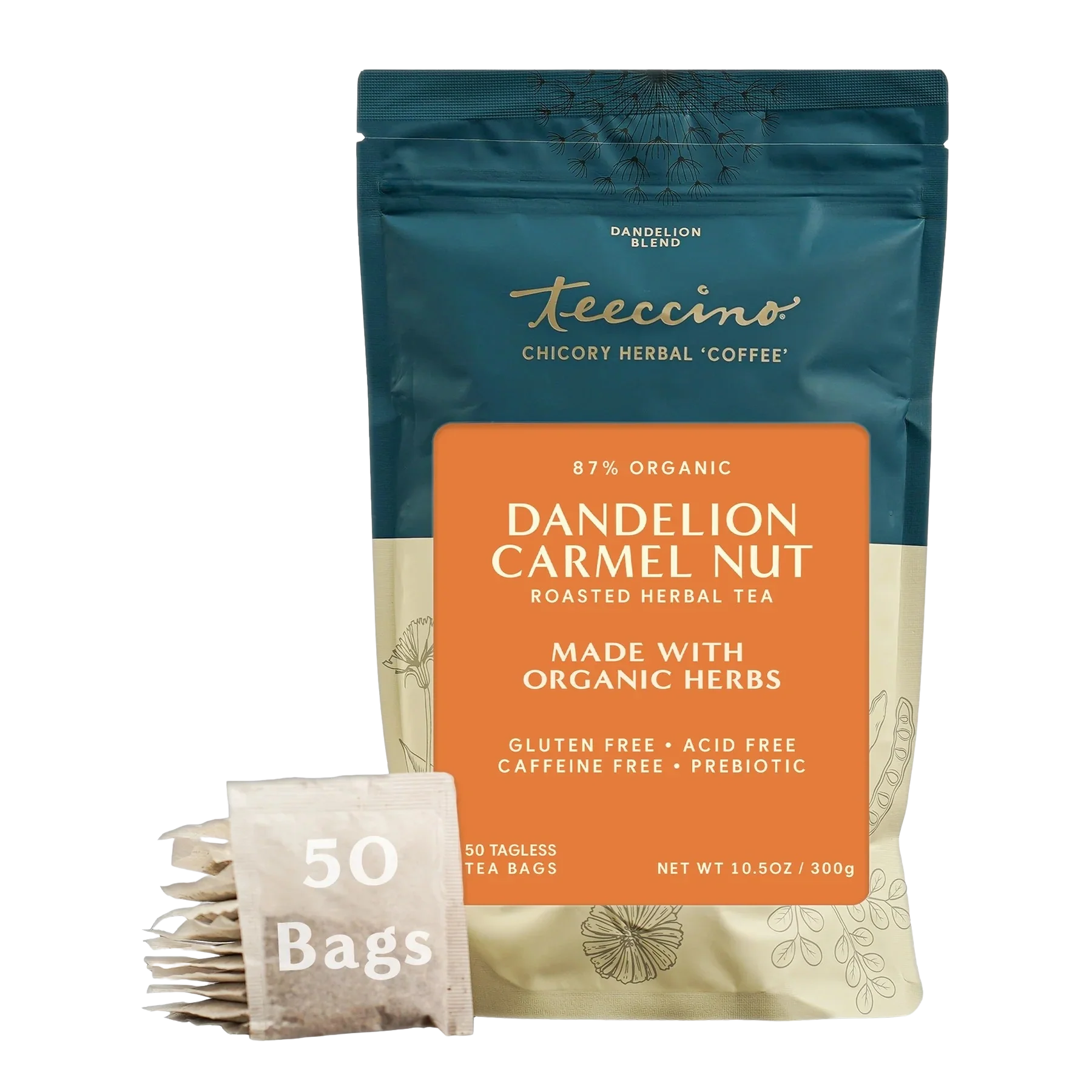 Teeccino Dandelion Caramel Nut Roasted Herbal Tea Teeccino