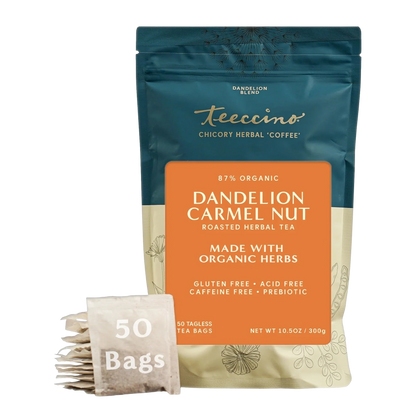Teeccino Dandelion Caramel Nut Roasted Herbal Tea Teeccino