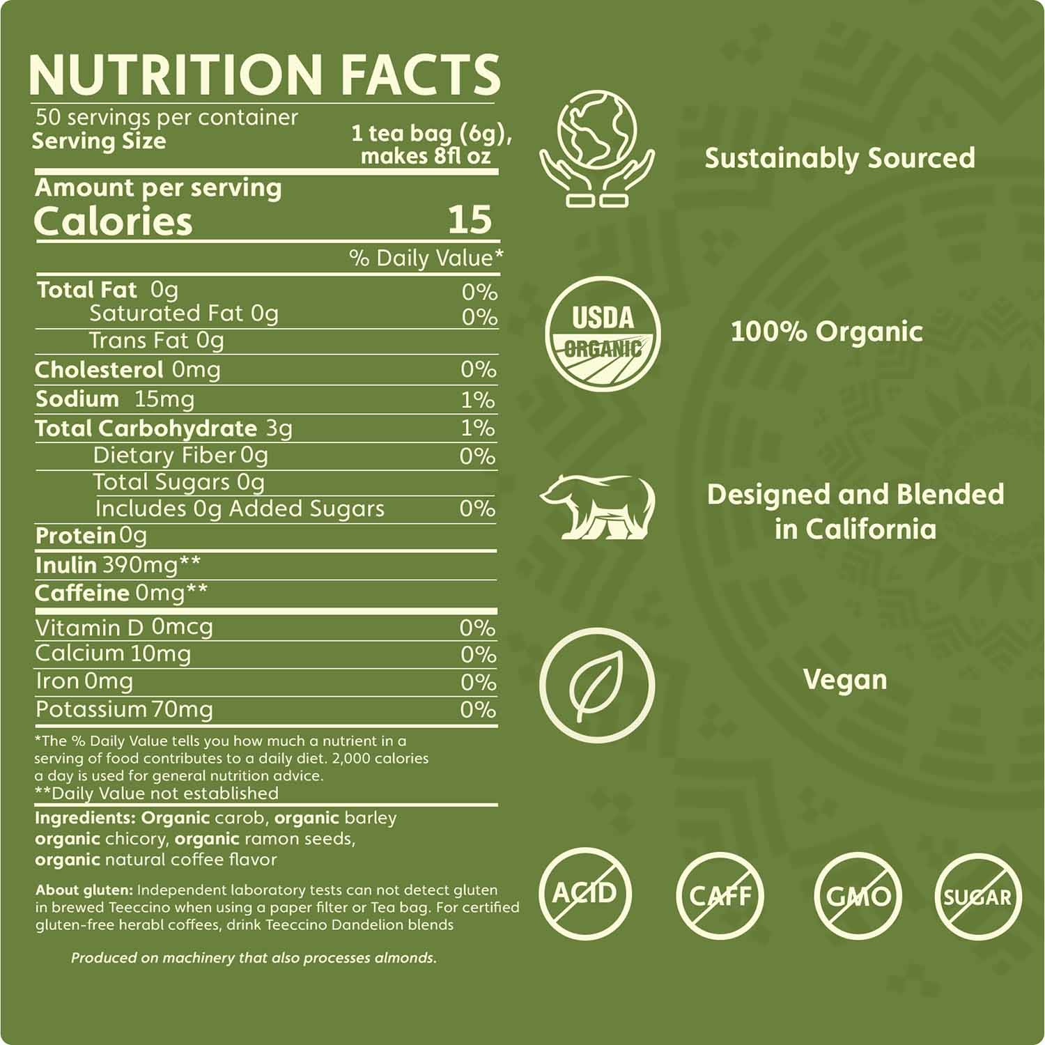 Teeccino French Roast Roasted Herbal Tea