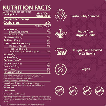 Teeccino Caramel Nut Chicory Herbal Coffee Teeccino