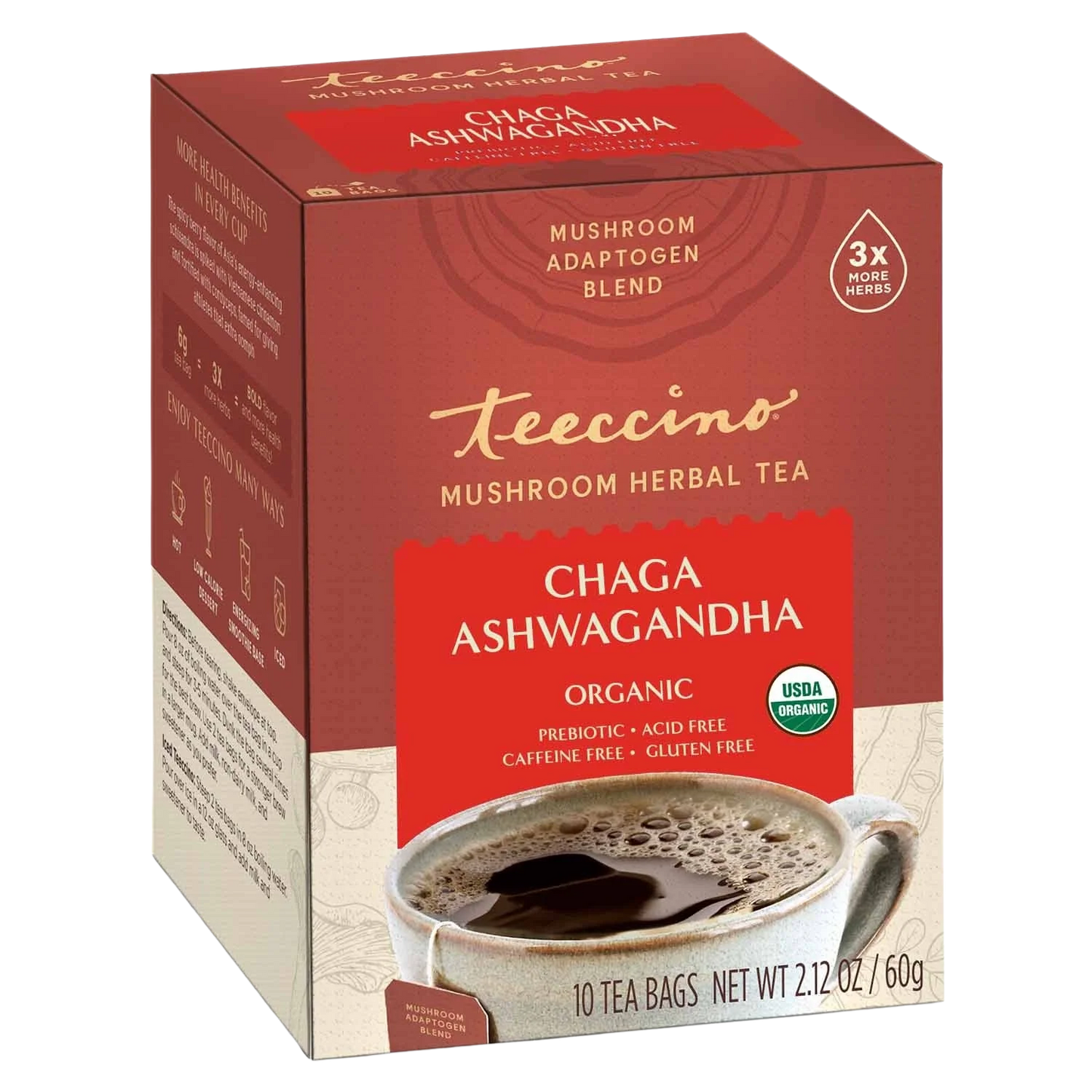 Teeccino Chaga Ashwagandha Butterscotch Cream Mushroom Herbal Tea Teeccino