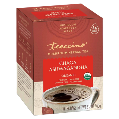 Teeccino Chaga Ashwagandha Butterscotch Cream Mushroom Herbal Tea Teeccino