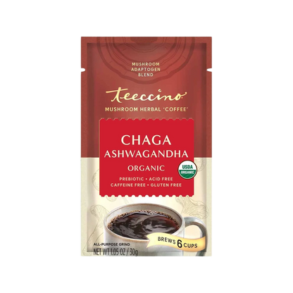 Teeccino Chaga Ashwagandha Butterscotch Cream Mushroom Herbal Coffee Teeccino