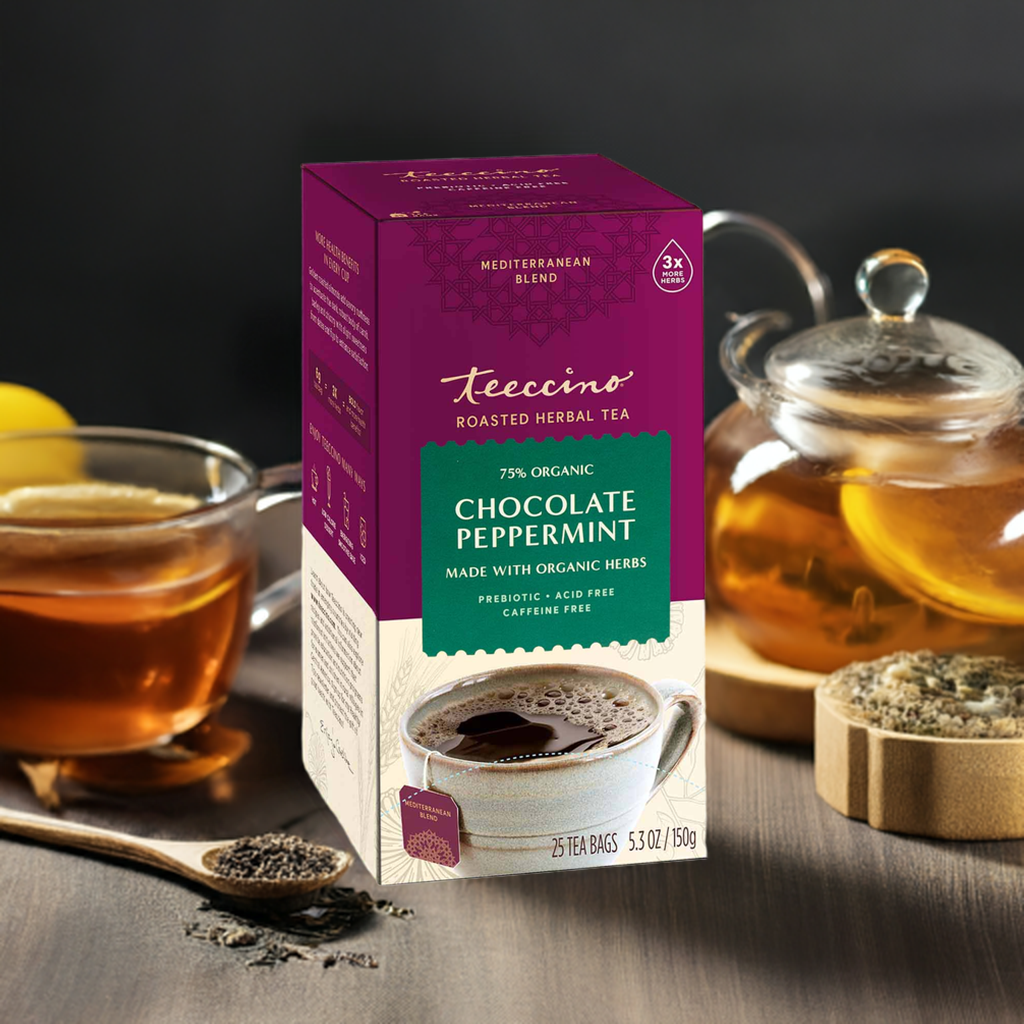 Teeccino Chocolate Peppermint Roasted Herbal Tea Teeccino