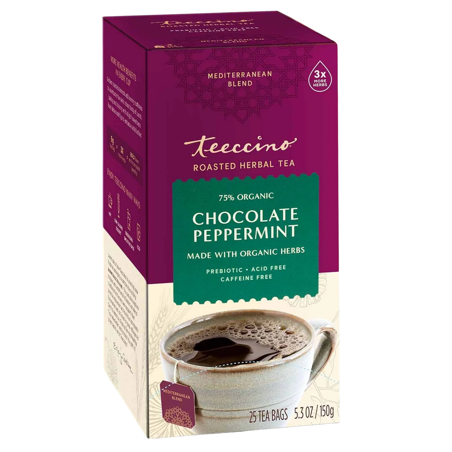 Teeccino Chocolate Peppermint Roasted Herbal Tea Teeccino