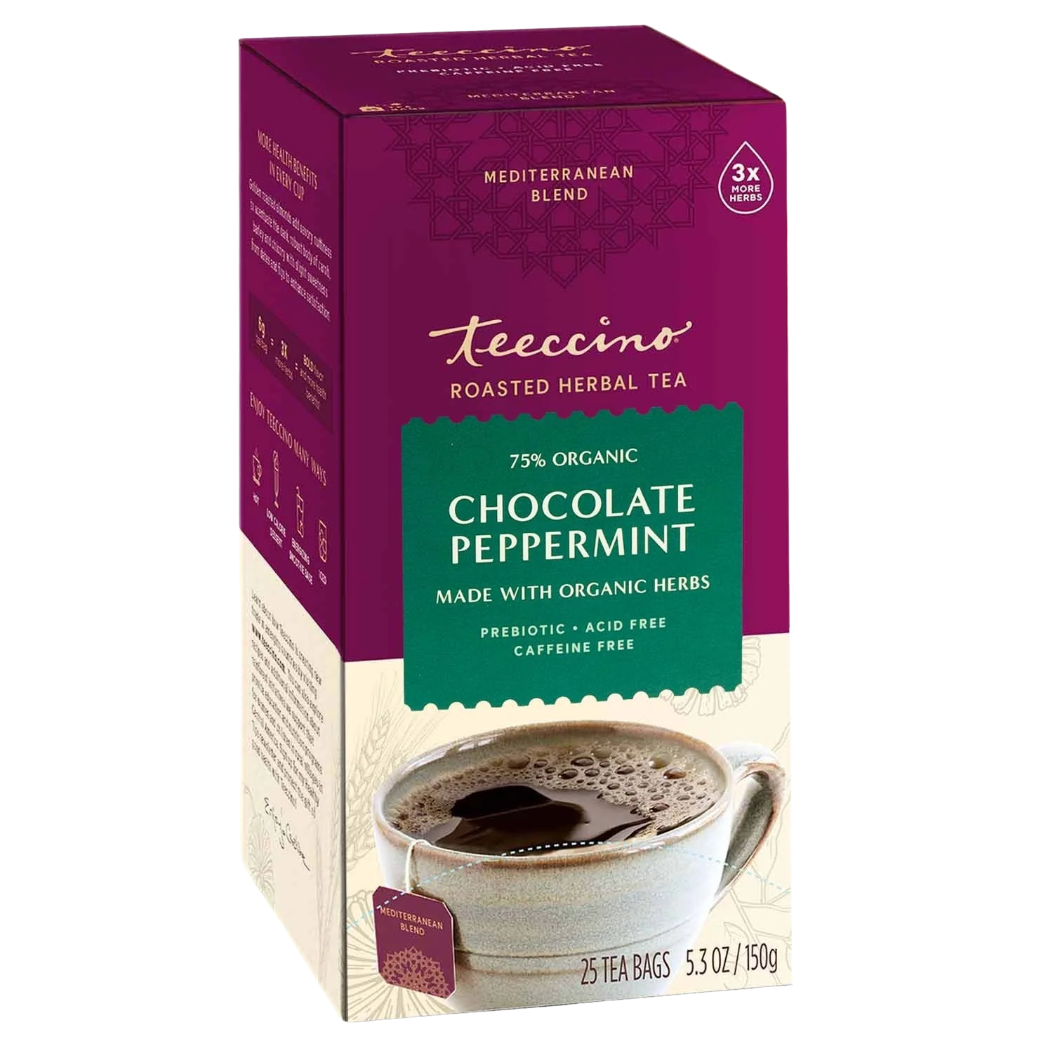 Teeccino Chocolate Peppermint Roasted Herbal Tea Teeccino
