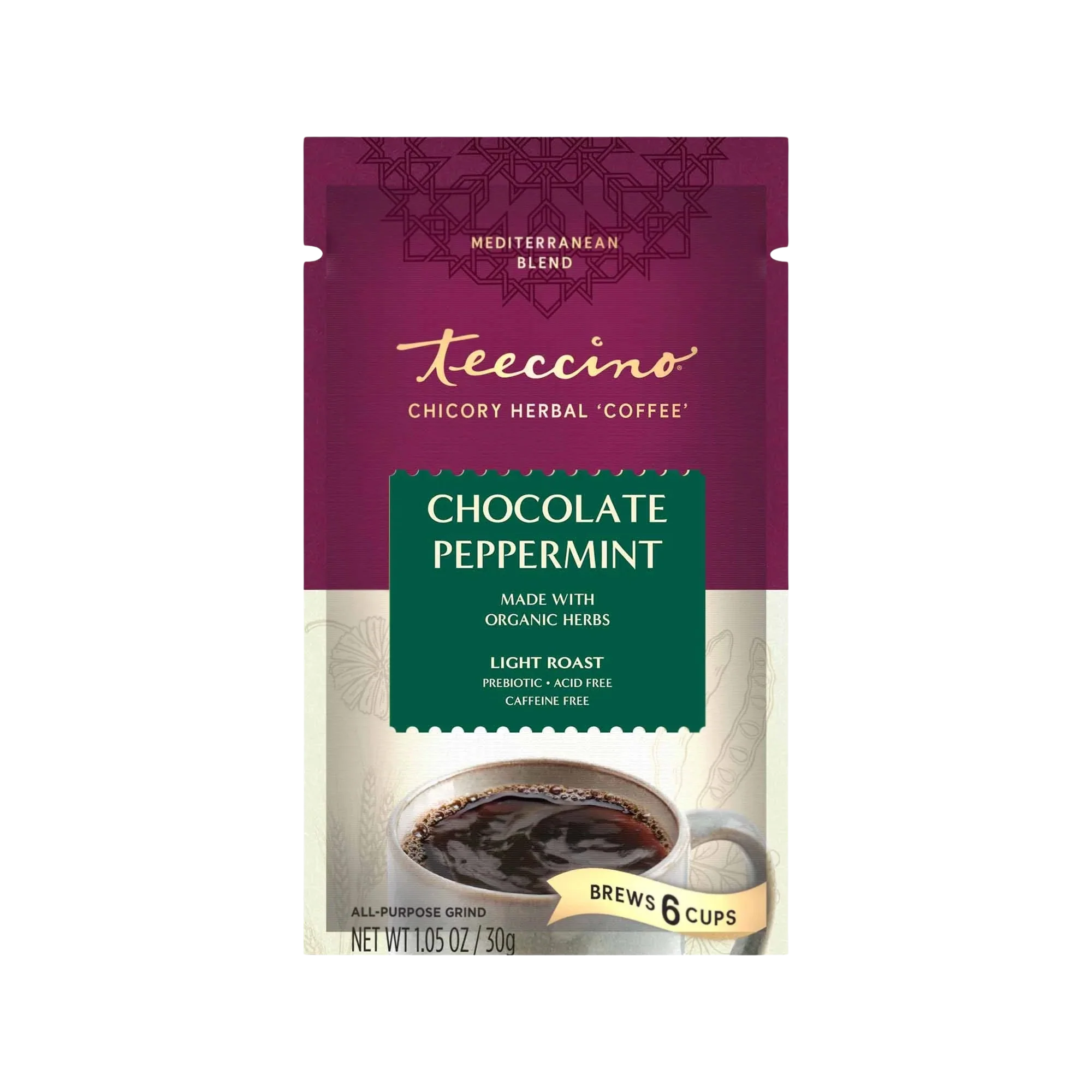 Teeccino Chocolate Peppermint Chicory Herbal Coffee