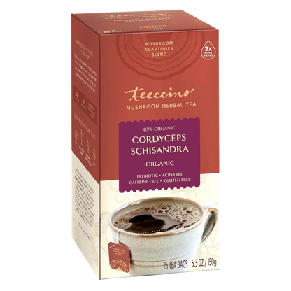 Teeccino Cordyceps Schisandra Cinnamon Berry Mushroom Herbal Tea Teeccino