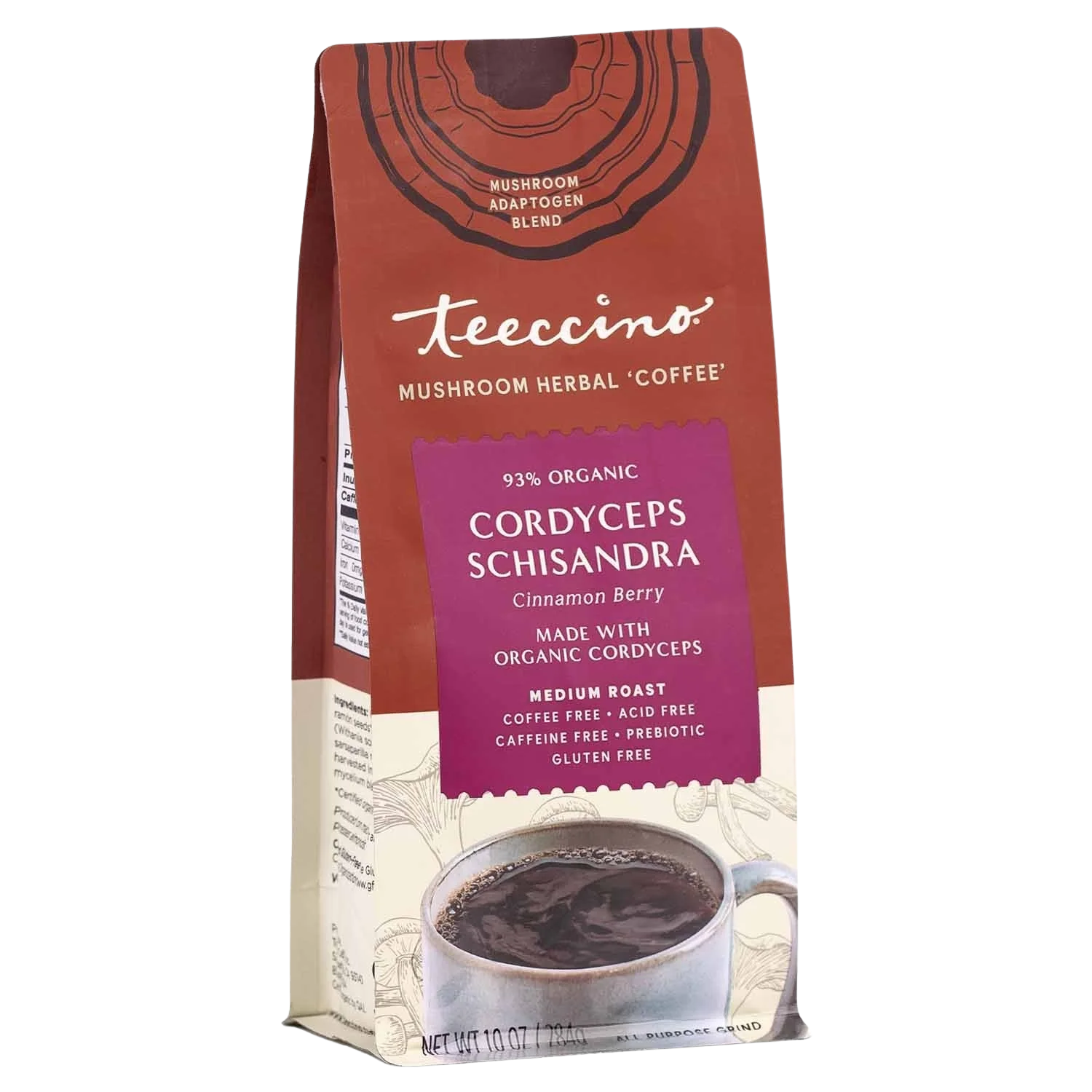 Teeccino Cordyceps Schisandra Cinnamon Berry Mushroom Herbal Coffee