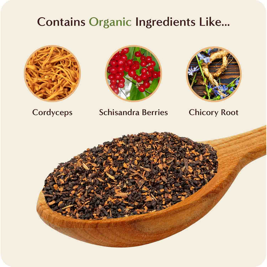 Teeccino Cordyceps Schisandra Cinnamon Berry Mushroom Herbal Coffee