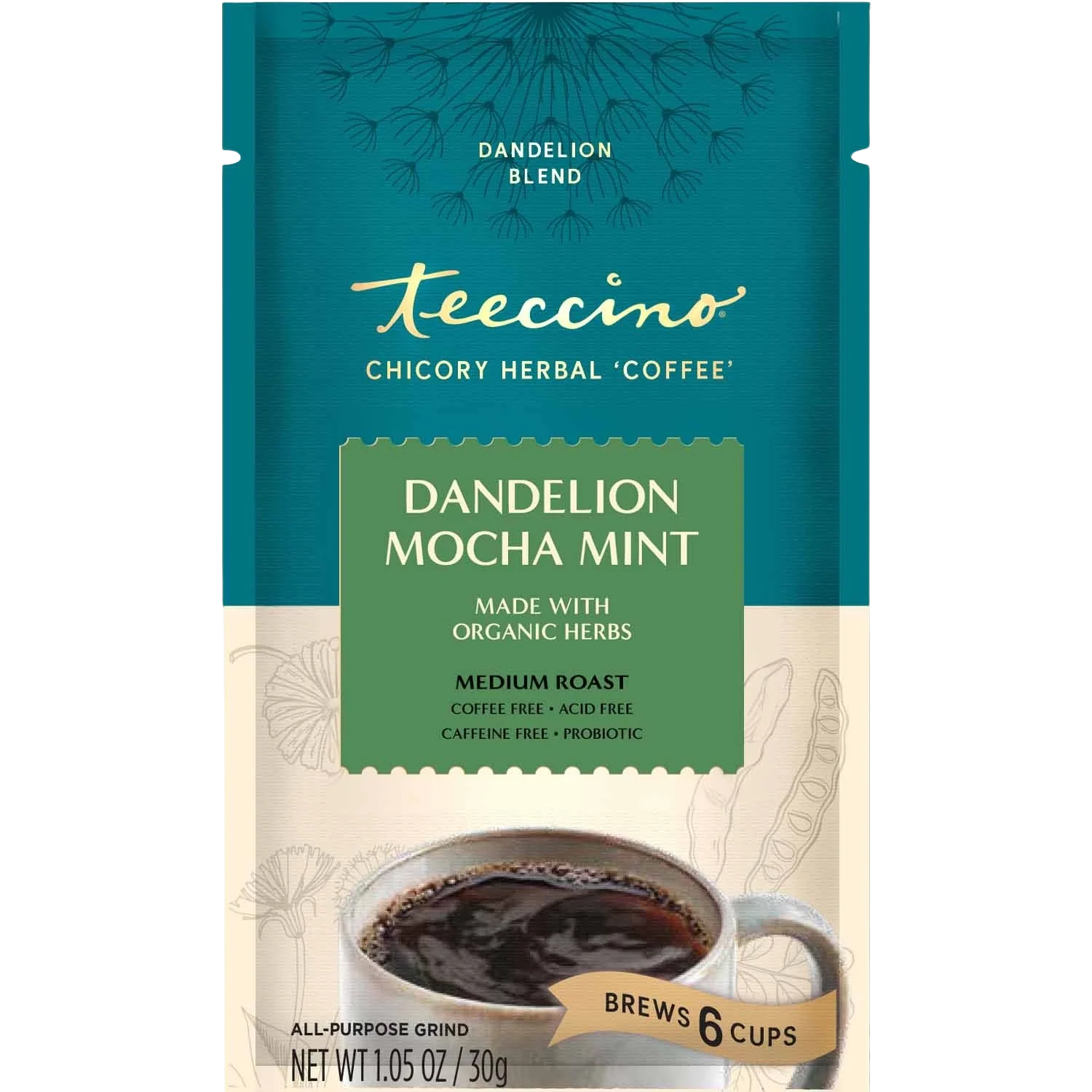 Teeccino Dandelion Mocha Mint Herbal Coffee Teeccino
