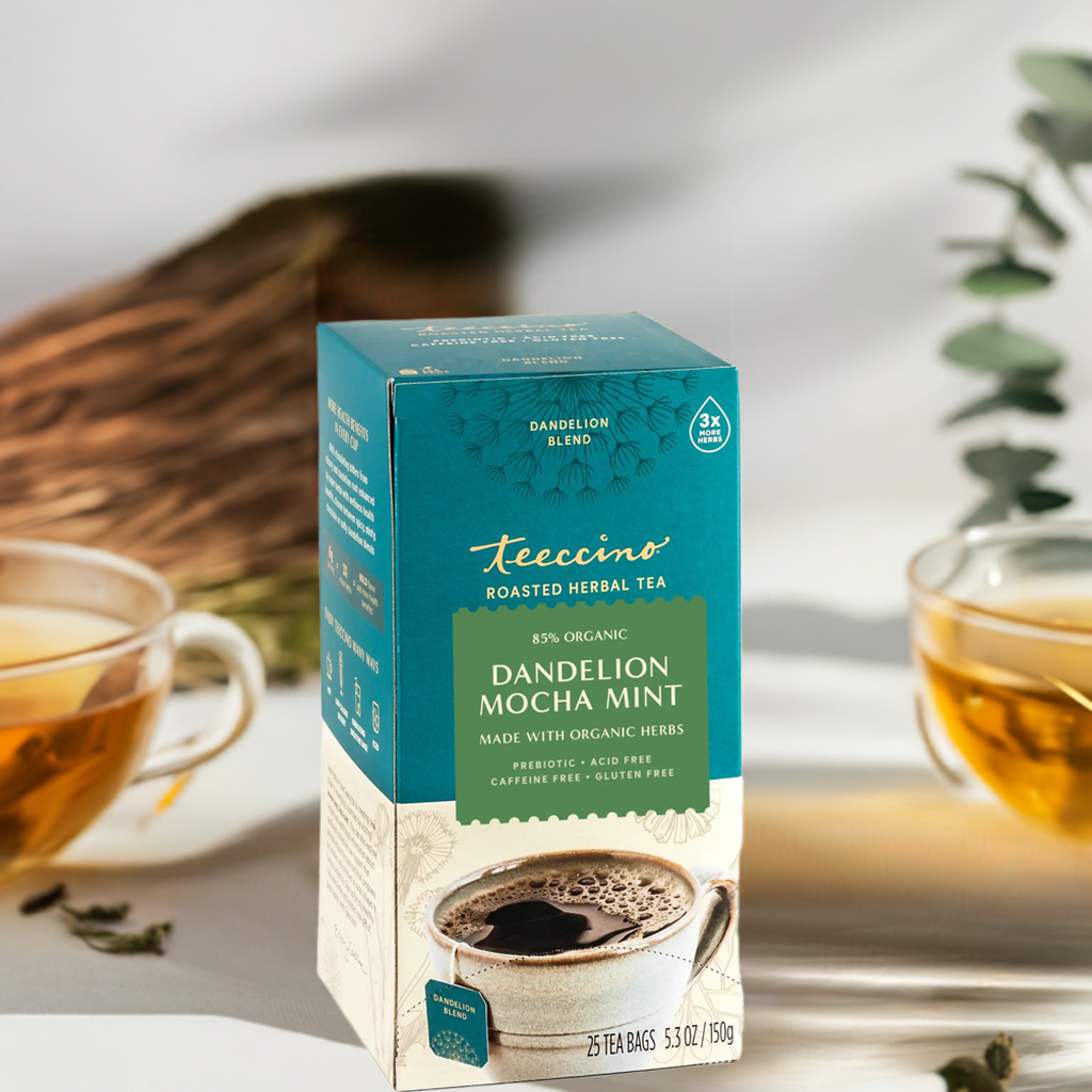 Teeccino Dandelion Mocha Mint Roasted Herbal Tea Teeccino
