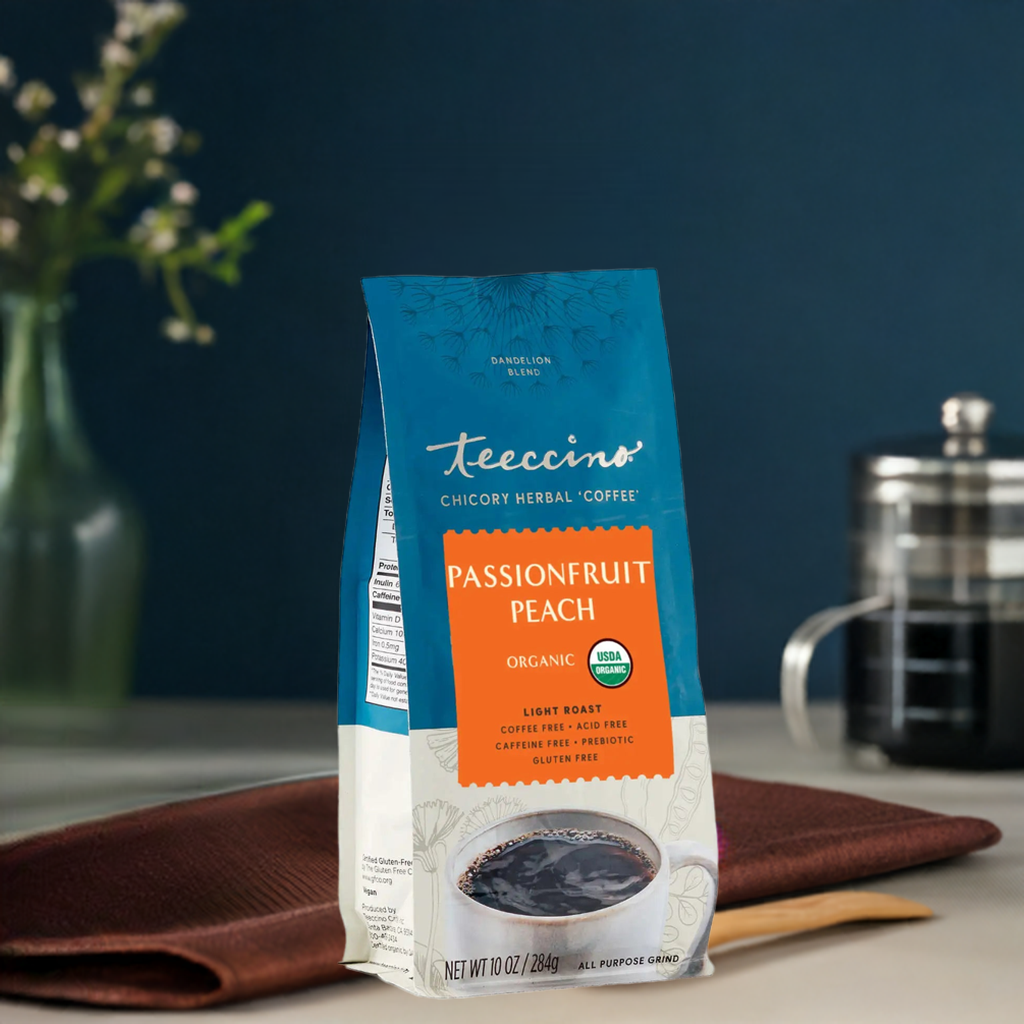 Teeccino Dandelion Passionfruit Peach Herbal Coffee