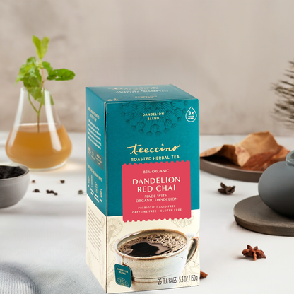 Teeccino Dandelion Red Chai Roasted Herbal Tea Teeccino