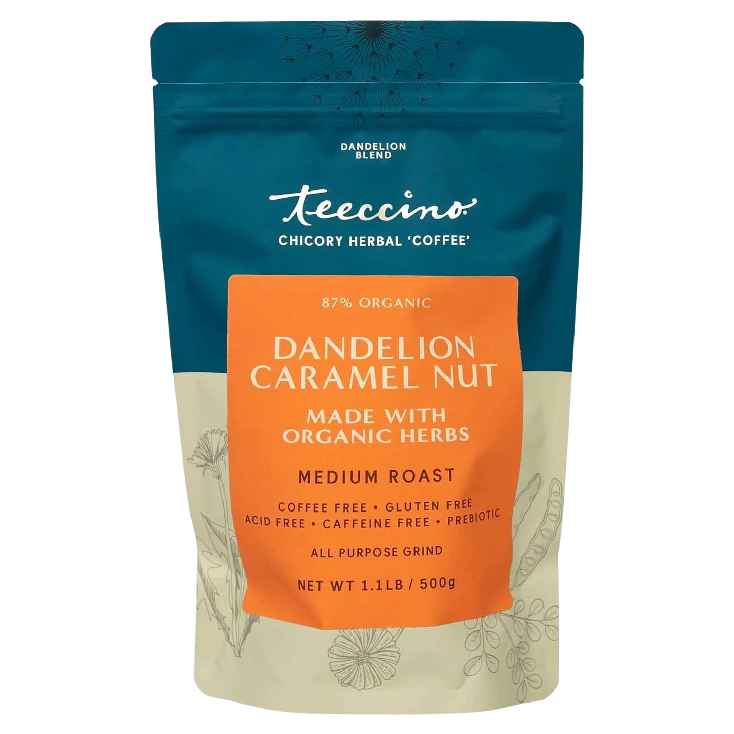 Teeccino Dandelion Caramel Nut Chicory Herbal Coffee Teeccino