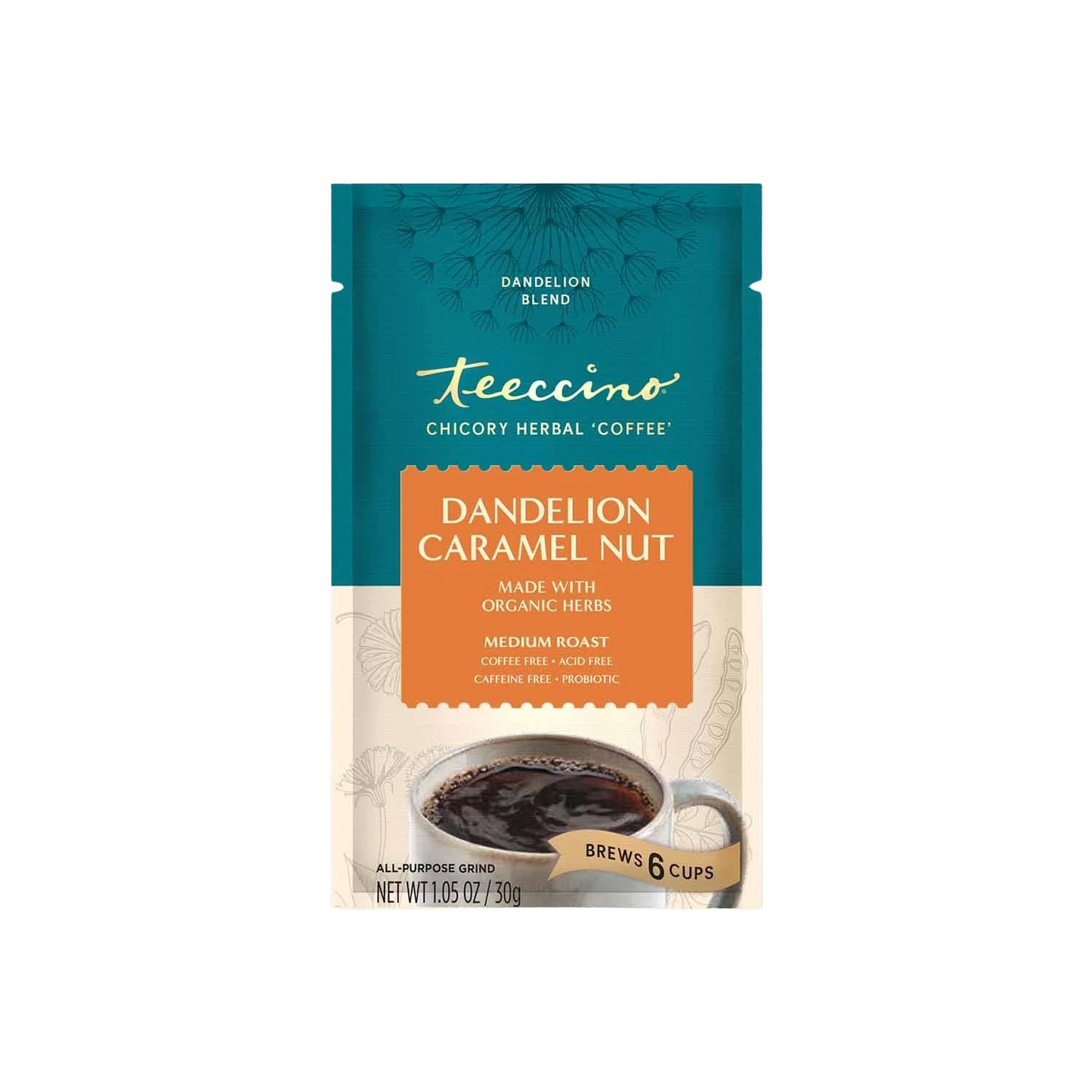 Teeccino Dandelion Caramel Nut Chicory Herbal Coffee Teeccino