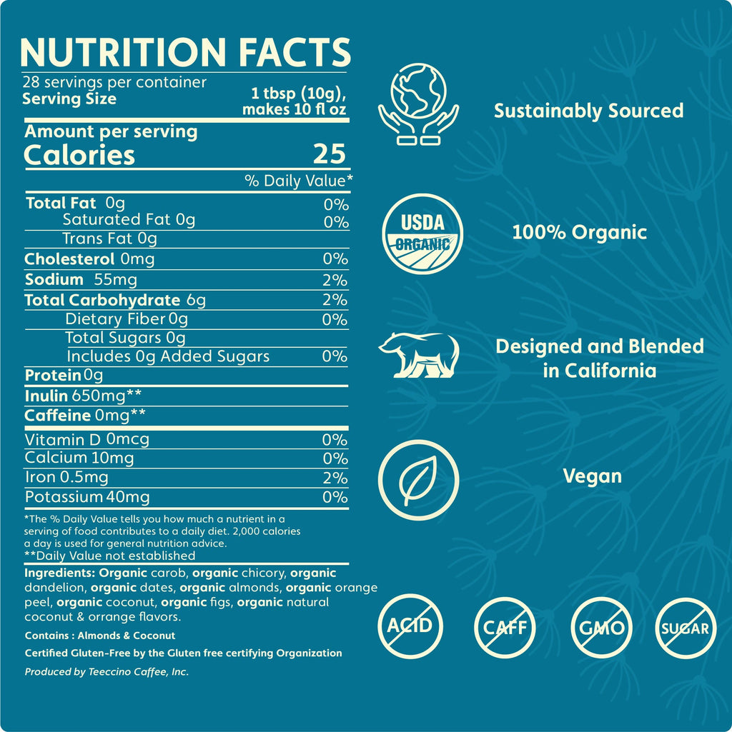 Teeccino Dandelion Coconut Herbal Coffee