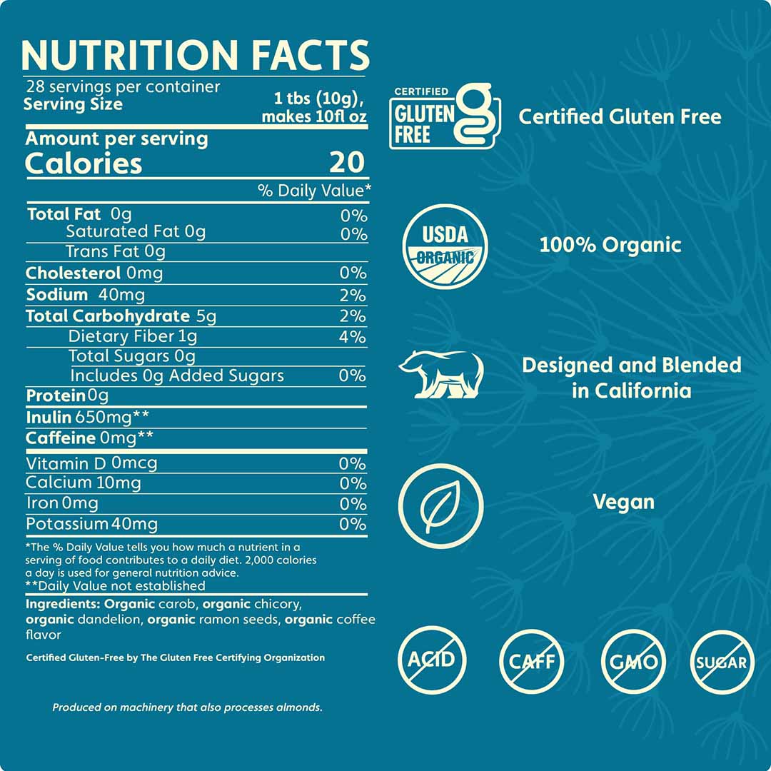 Teeccino Dandelion Dark Roast Herbal Coffee