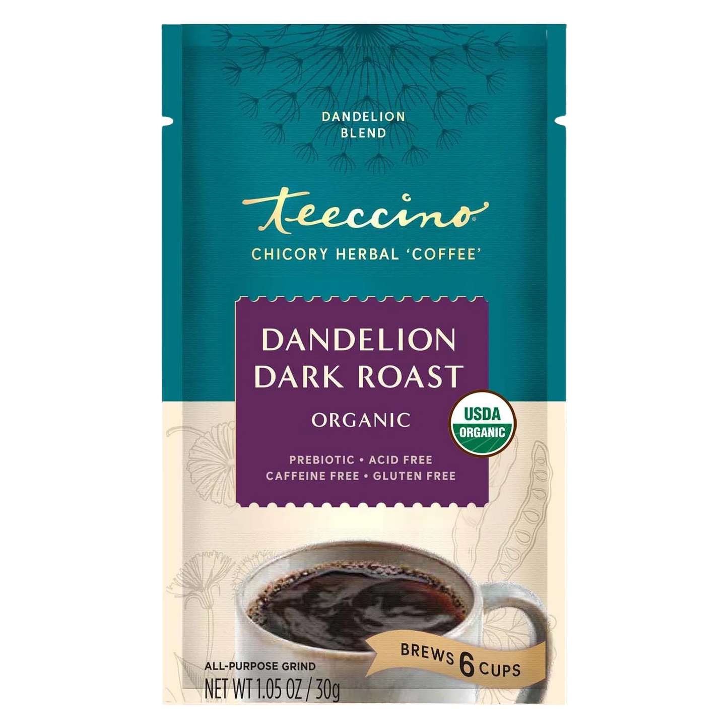 Teeccino Dandelion Dark Roast Herbal Coffee Teeccino