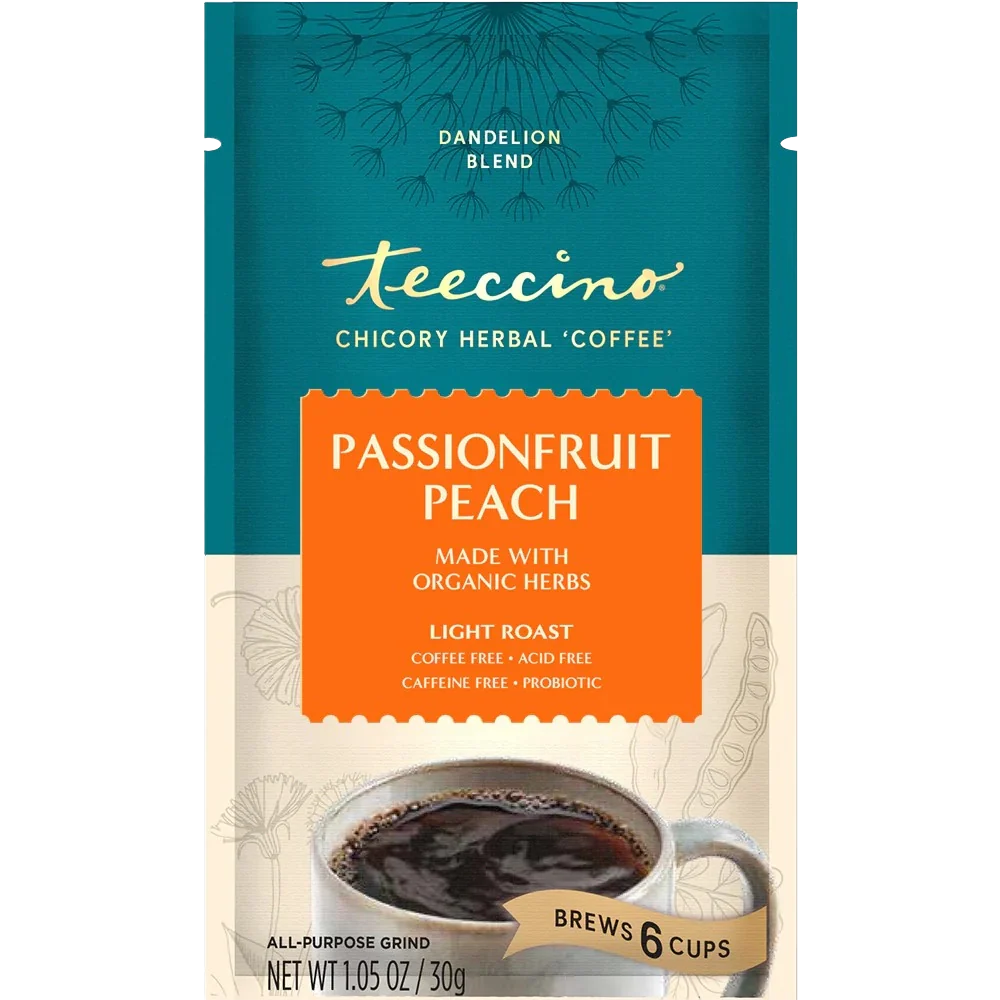 Teeccino Dandelion Passionfruit Peach Herbal Coffee Teeccino