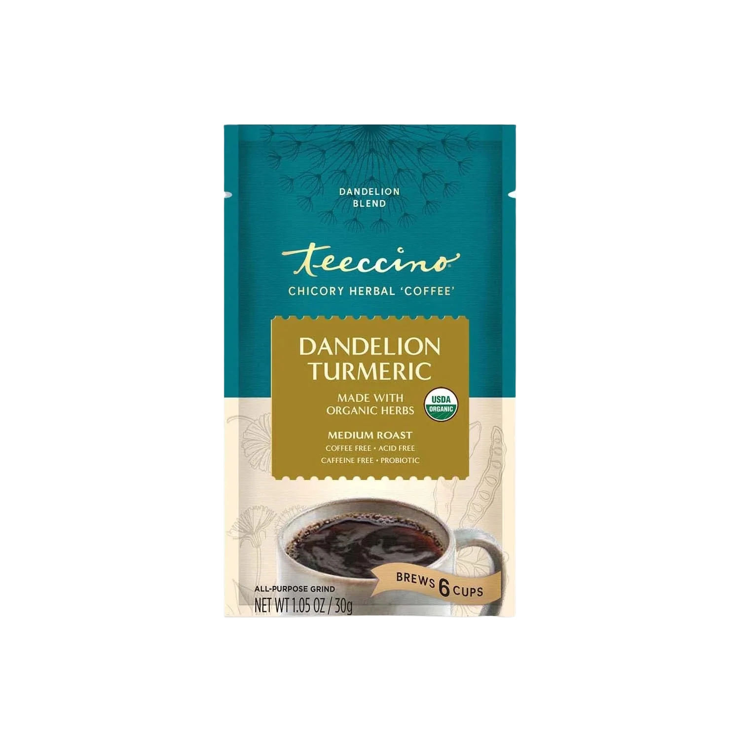 Teeccino Dandelion Turmeric Herbal Coffee