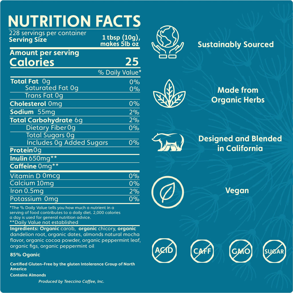 Teeccino Dandelion Mocha Mint Herbal Coffee