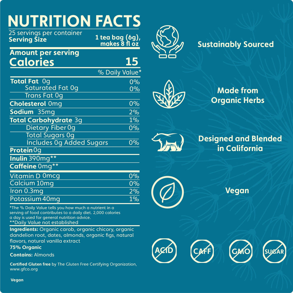 Teeccino Dandelion Vanilla Nut Roasted Herbal Tea