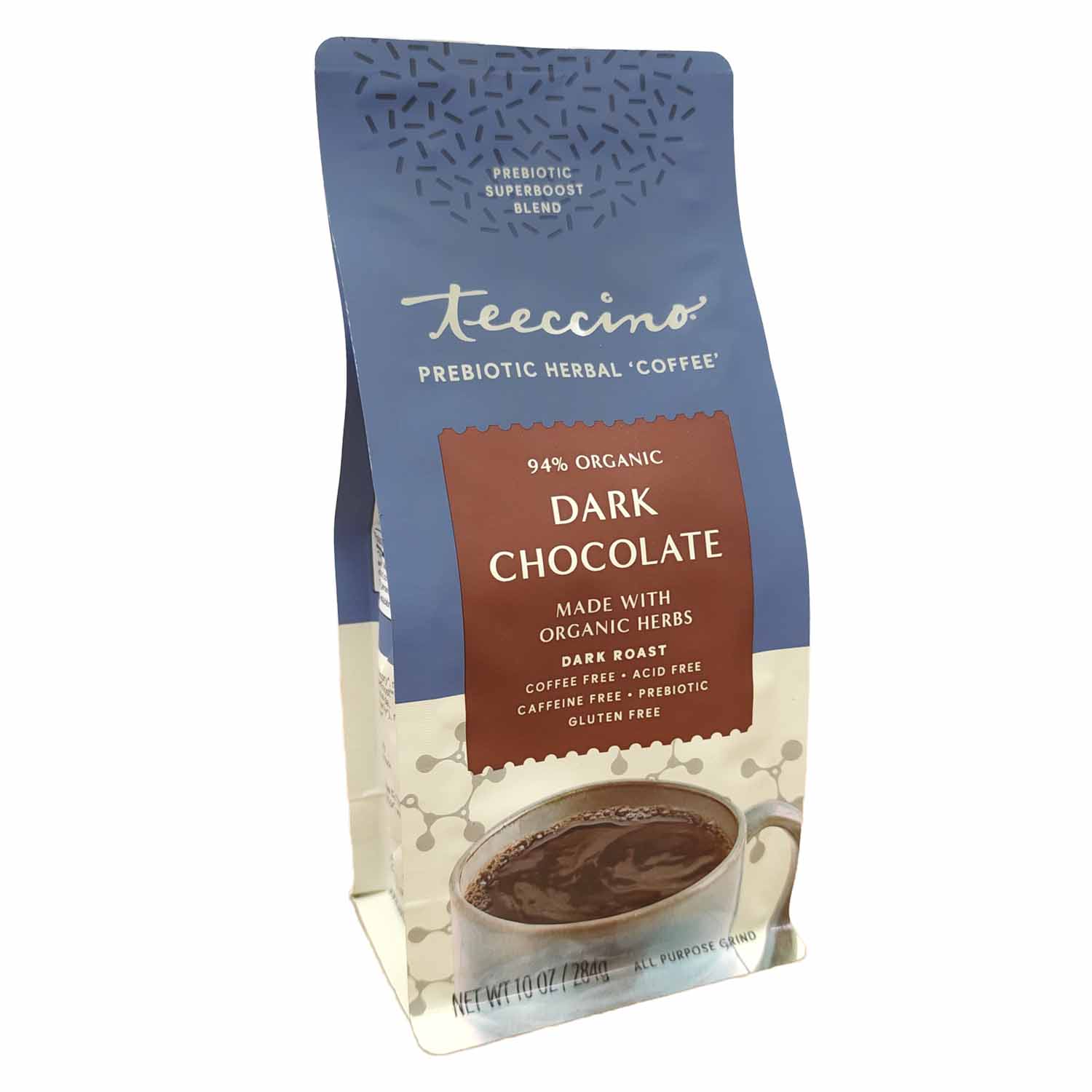 Teeccino Dark Chocolate Prebiotic SuperBoost Herbal Coffee Teeccino