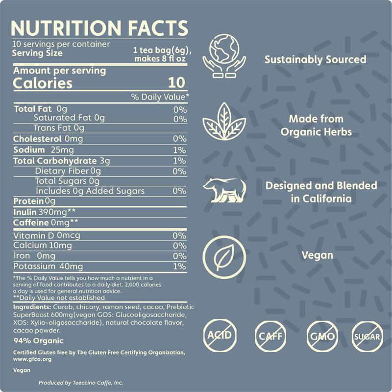 teeccino Dark Chocolate Prebiotic SuperBoost Herbal Tea