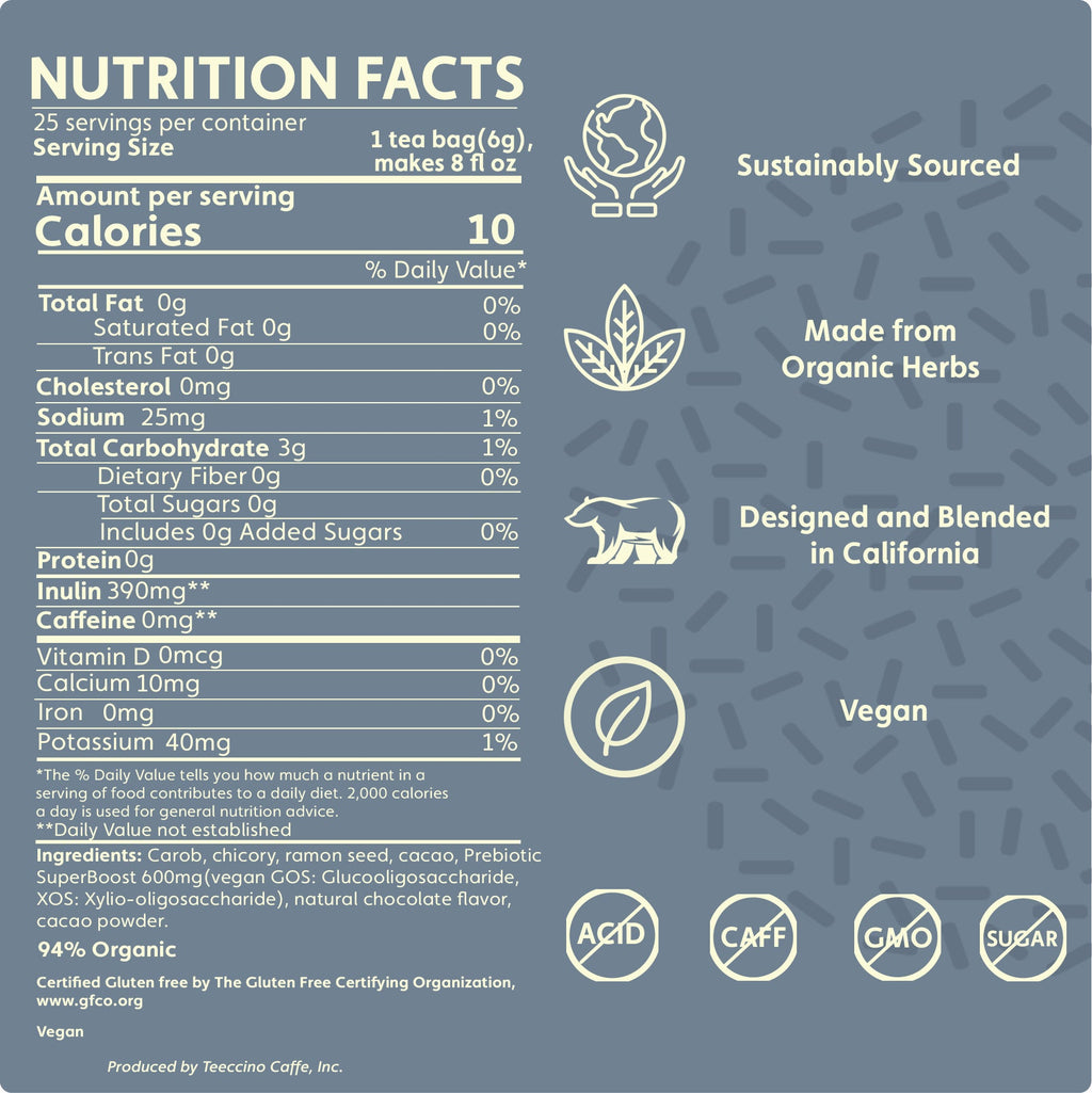 teeccino Dark Chocolate Prebiotic SuperBoost Herbal Tea