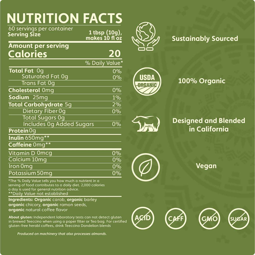 Teeccino French Roast Chicory Herbal Coffee