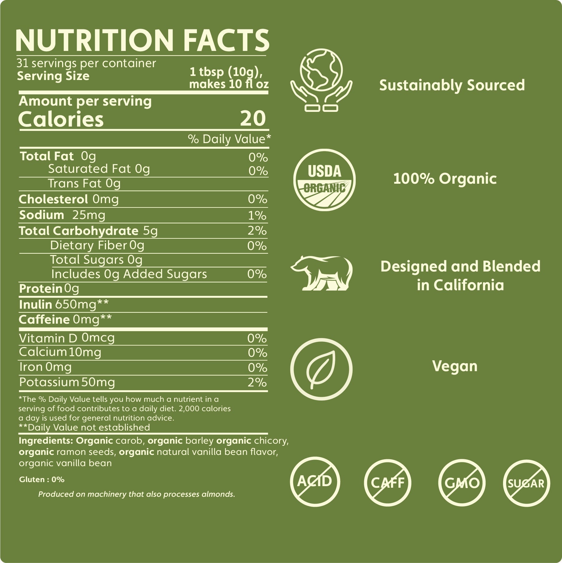 Teeccino French Vanilla Chicory Herbal Coffee