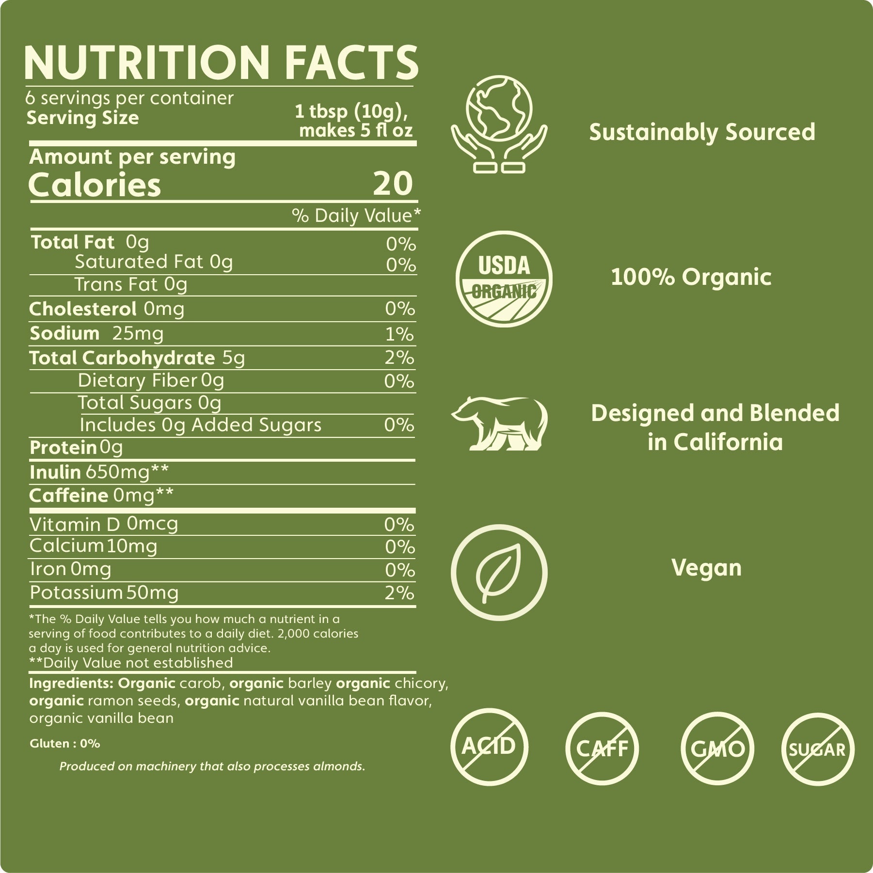 Teeccino French Vanilla Chicory Herbal Coffee