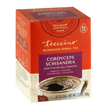 Teeccino Cordyceps Schisandra Cinnamon Berry Mushroom Herbal Tea Teeccino