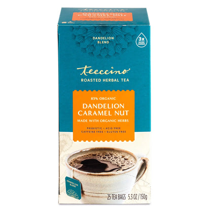 Teeccino Dandelion Caramel Nut Roasted Herbal Tea Teeccino