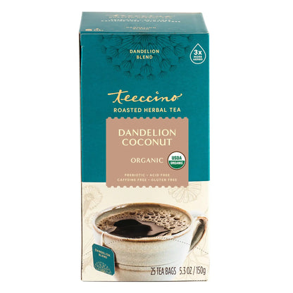 Teeccino Dandelion Coconut Roasted Herbal Tea Teeccino