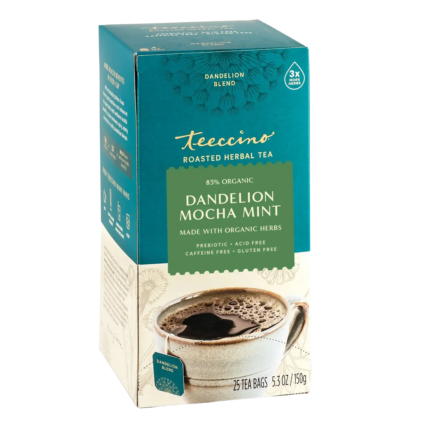 Teeccino Dandelion Mocha Mint Roasted Herbal Tea Teeccino