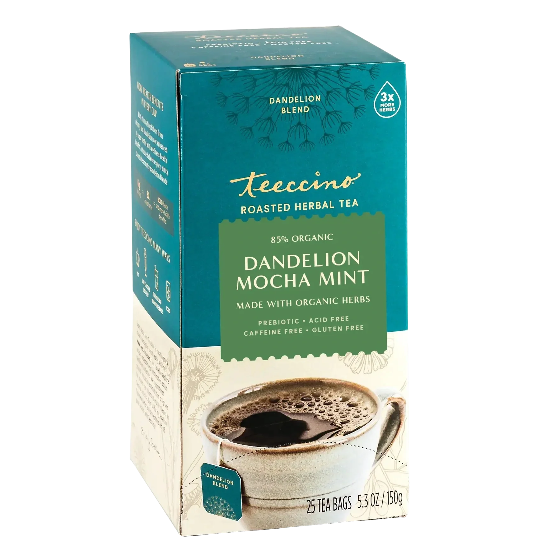 Teeccino Dandelion Mocha Mint Roasted Herbal Tea Teeccino