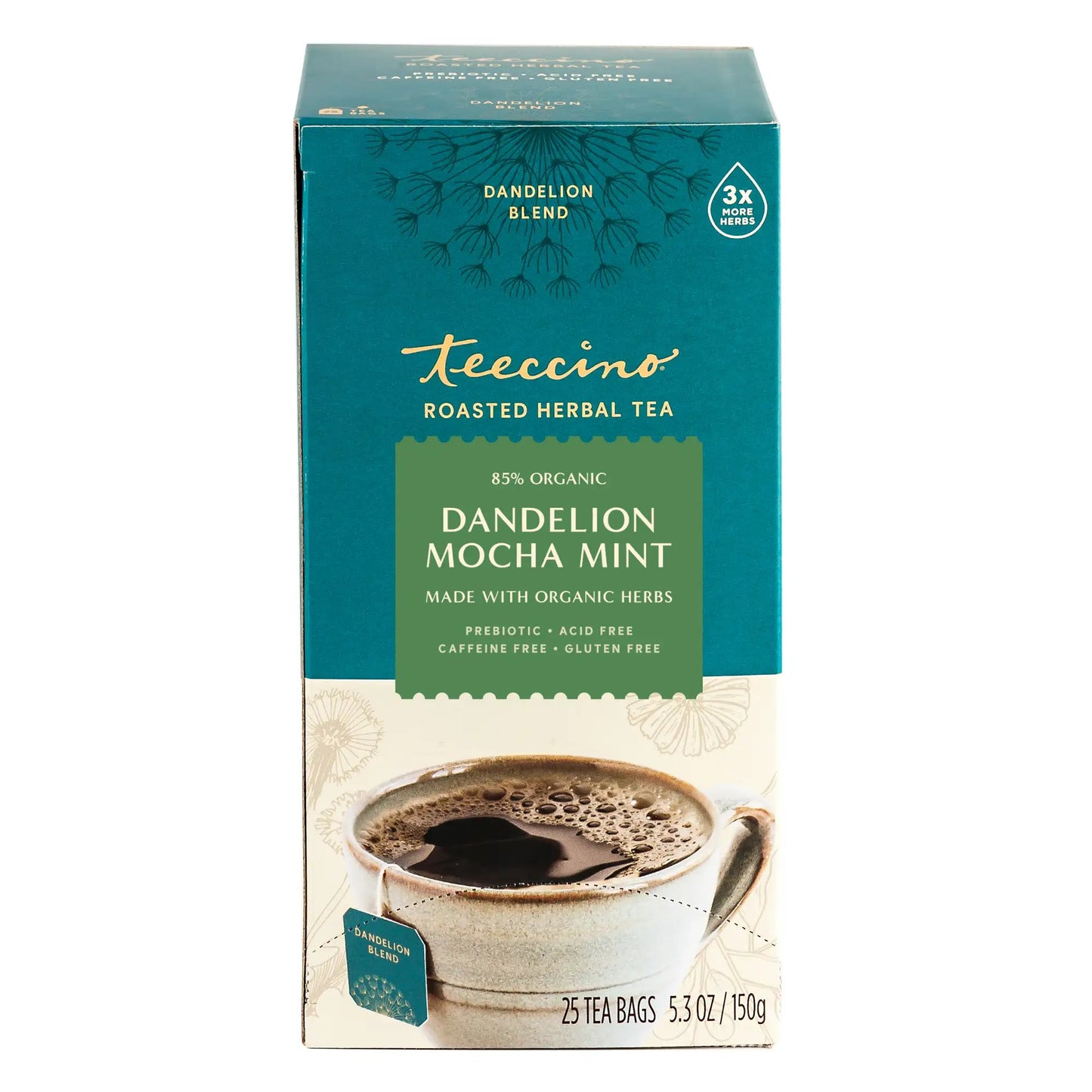 Teeccino Dandelion Mocha Mint Roasted Herbal Tea Teeccino