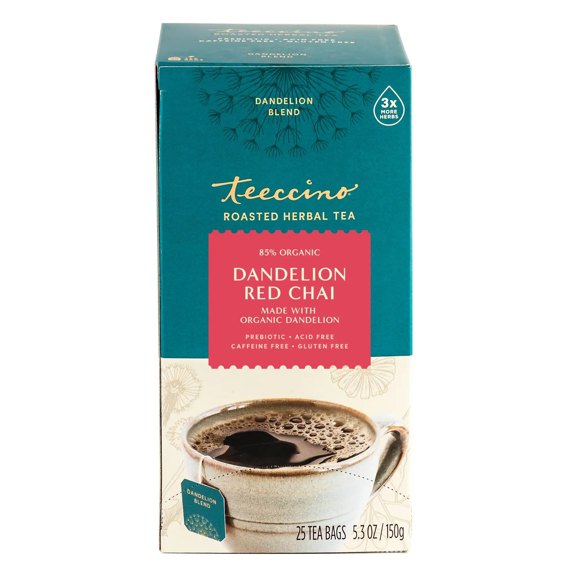 Teeccino Dandelion Red Chai Roasted Herbal Tea Teeccino