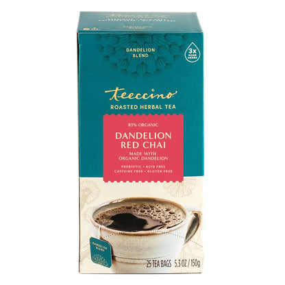 Teeccino Dandelion Red Chai Roasted Herbal Tea Teeccino