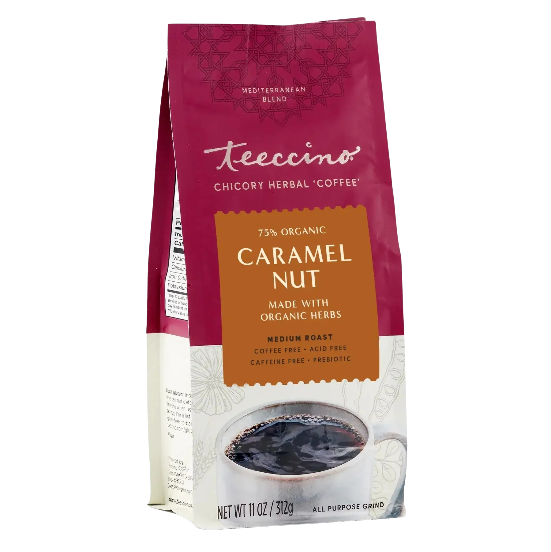 Teeccino Caramel Nut Chicory Herbal Coffee