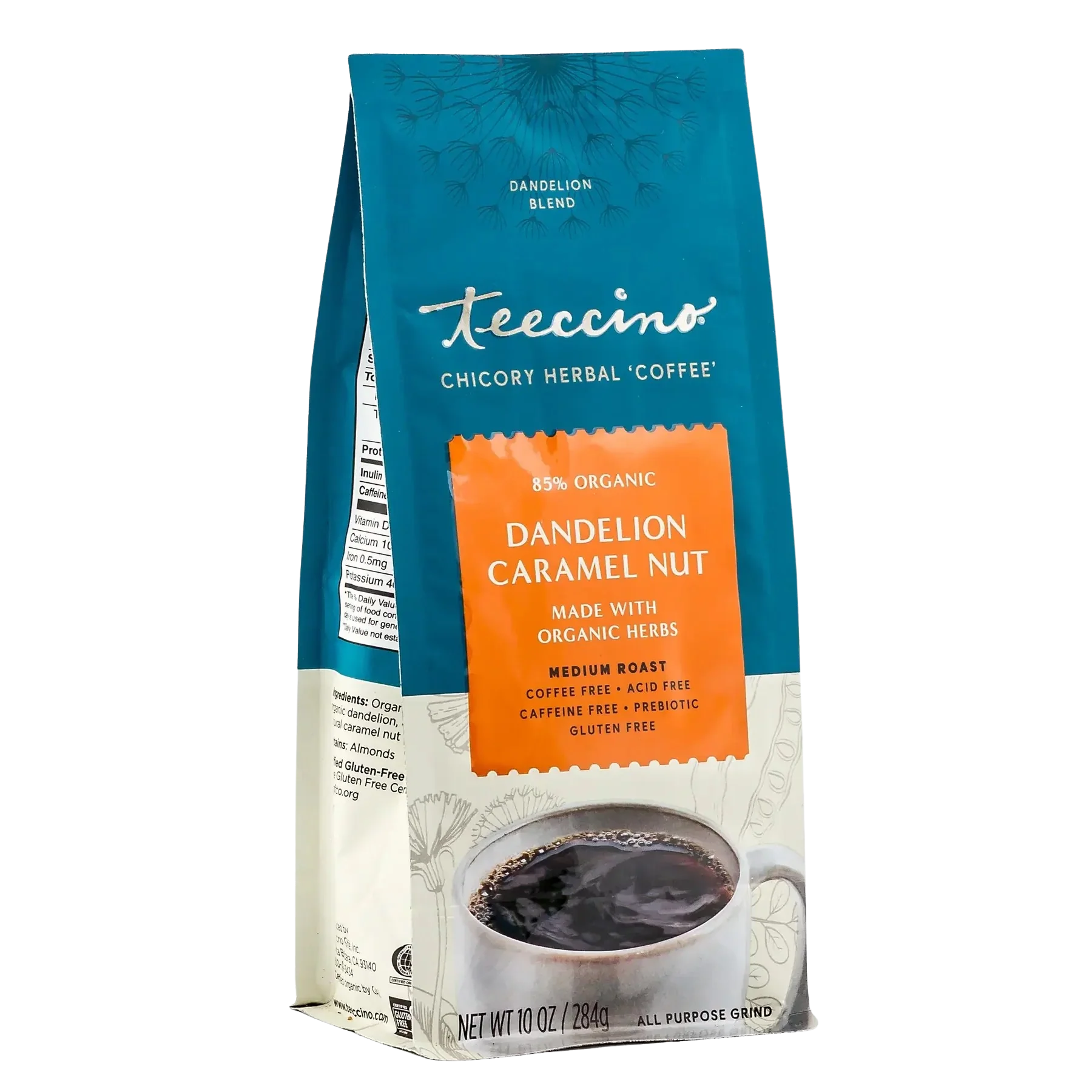 Teeccino Dandelion Caramel Nut Chicory Herbal Coffee