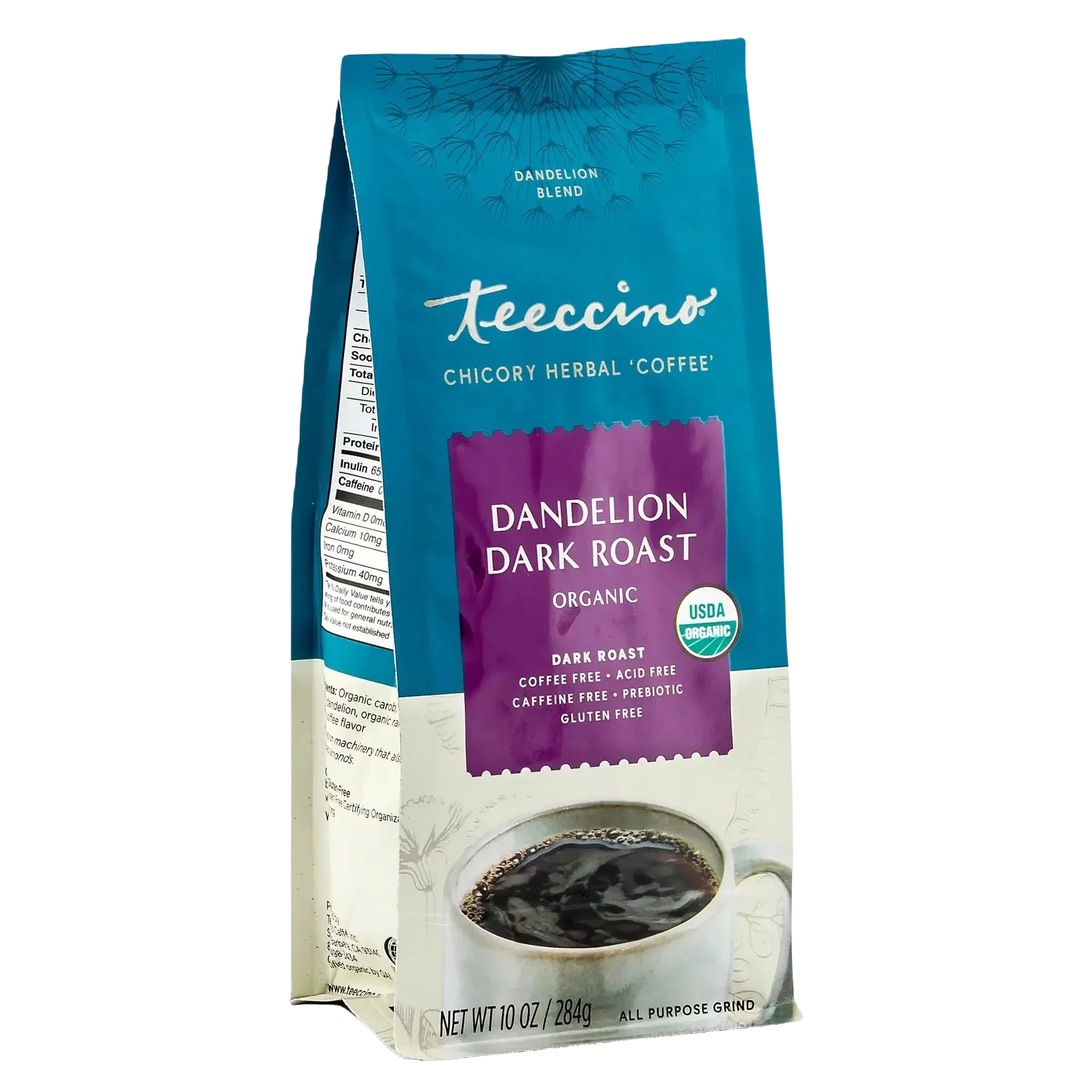 Teeccino Dandelion Dark Roast Herbal Coffee